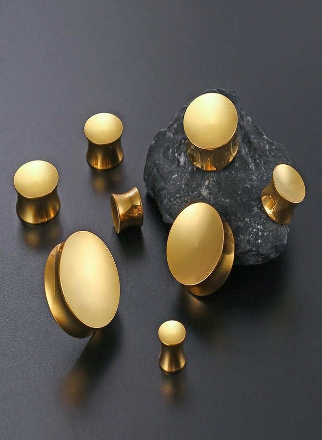 Earblity 2PCS 10mm/00g Gold Concave Ear Gauges Ear Plugs Gauges Tunnels for Stretched Ears Hypoallergenic 316 Stainless Steel Ear Body Piercing Jewelry for Women Men - Image 5